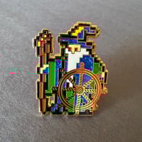 Image 1 of Blue Wizard Enamel Pin with Ship's Wheel: Bob's 1st Pin!