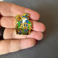 Image 2 of Blue Wizard Enamel Pin with Ship's Wheel: Bob's 1st Pin!