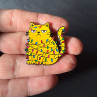 Image 3 of Grumpy Christmas Cat Enamel Pin