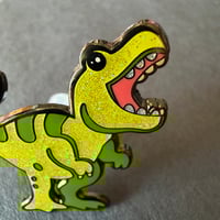 Image 3 of Glitter T-Rex Dino Enamel Pin