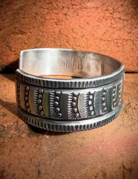 Image 5 of WL&A Handmade Ingot Old Style Sierra Bella Turquoise Thunderbird Cuff #1 - Size 7" to 7.5" Wrist 