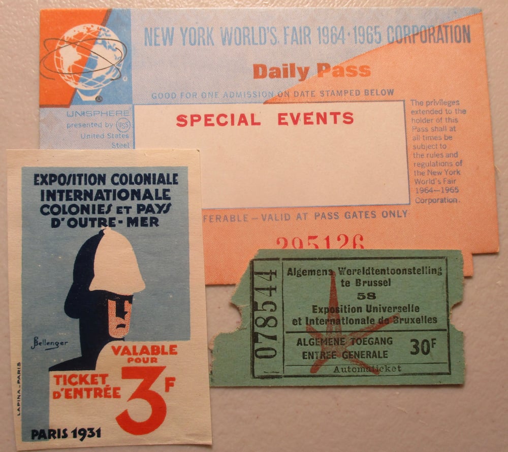 OUTSTANDING TICKETS TO SEVEN DIFFERENT WORLD'S FAIRS