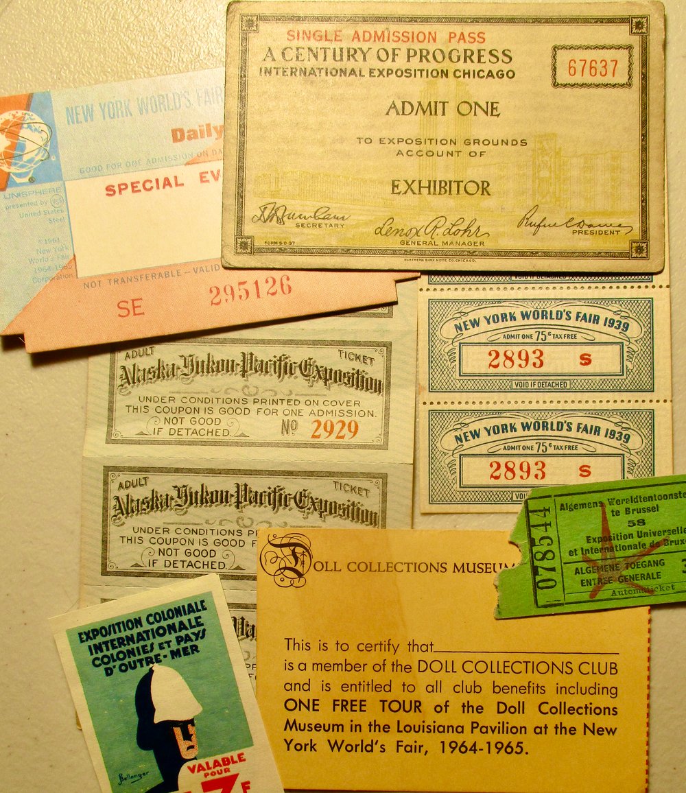 OUTSTANDING TICKETS TO SEVEN DIFFERENT WORLD'S FAIRS