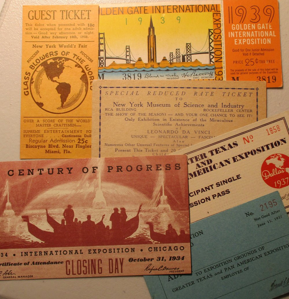 THIS LOT OF 6 WORLD'S FAIR & EXPO TICKETS INCLUDED SEVERAL SCRCE ONES!