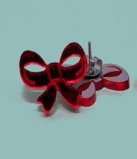 Image 1 of Acrylic Pink Bows Post Earrings