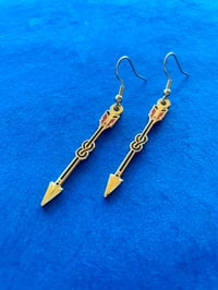 Image 3 of Knotted Arrow Hard Enamel Earrings