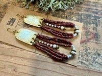 Image 3 of Peaces of Luanda in brownish red II. Beaded brass earrings n2