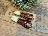 Image 9 of Peaces of Luanda in brownish red II. Beaded brass earrings n2