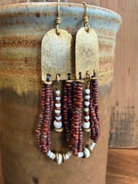 Image 13 of Peaces of Luanda in brownish red II. Beaded brass earrings n2