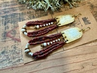 Image 1 of Peaces of Luanda in brownish red II. Beaded brass earrings n2