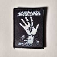 Image 1 of Dystopia Merrowed Edge Graphic Printed Patch With Velcro Attachment & Removal Capability