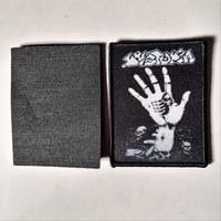 Image 3 of Dystopia Merrowed Edge Graphic Printed Patch With Velcro Attachment & Removal Capability