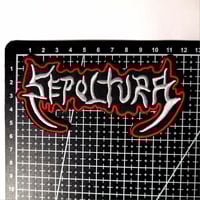 Image 3 of Sepultura Band Logo Embroidered Patch With Merrowed Edge