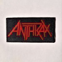 Image 1 of Anthrax Embroidered Patch With Merrowed Edge - Red Variant (Silver Variant Available)