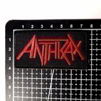 Image 3 of Anthrax Embroidered Patch With Merrowed Edge - Red Variant (Silver Variant Available)