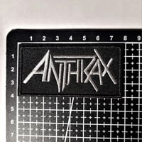 Image 3 of Anthrax Embroidered Patch With Merrowed Edge - Silver Variant (Red Variant Available)