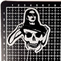 Image 3 of Woman Flashing Her Skull Chest Embroidered Patch With Adhesive Backing