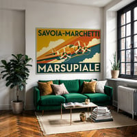 Image 1 of Stampa Fine Art in stile art décò ispirato al SAVOIA-Marchetti SM-82 "MARSUPIALE"