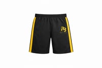 Purpose built yellow stripe nylon shorts 