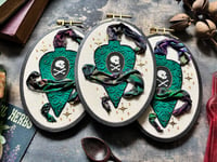 Image 1 of Pointed Poison Bottle Mix Media Embroidery Hoop 6½ x 4" 