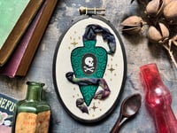 Image 2 of Pointed Poison Bottle Mix Media Embroidery Hoop 6½ x 4" 