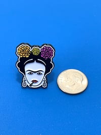 Image 3 of Unique Smoking Frida Kahlo Metal Enamel Pin, Frida Mexican Expressive Lapel Brooch