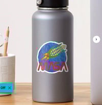 Image 2 of MASA Cornship Sticker, Mexican Space Travel, Funny Large 3" water bottle, laptop, bumper sticker