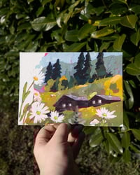 Image 1 of Alps wooden cabins print