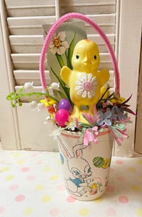 Vintage Bunny Cup with Chick Easter Spring Decoration