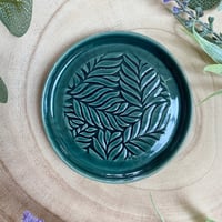 Image 1 of Handmade Ceramic Green Leaf Design Dish 