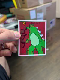Godzilla hot dog sticker