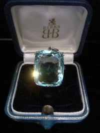Image 1 of EDWARDIAN PLATINUM LARGE SUPERIOR NATURAL AQUAMARINE PENDANT 25.00CT