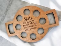 Image 1 of Engraved Wooden Shot Glass Holder Tray/Fun Party Accessory for Home Bar