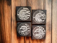 Image 1 of Eagle Slate Coasters Set of 4 | Patriotic Gift | Engraved American Eagle Drink Coasters | Bar Gifts