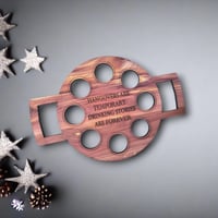 Image 2 of Engraved Wooden Shot Glass Holder Tray/Fun Party Accessory for Home Bar