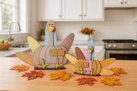 Image 1 of Whimsical Turkey Shelf Sitter: Rustic Fall Harvest Decor - "THANKFUL"
