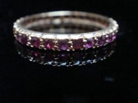 Image 1 of EDWARDIAN 18CT YELLOW GOLD NATURAL RUBY FULL ETERNITY RING SIZE Q 1/2