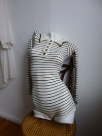 Image 1 of Striped polo collar onesie