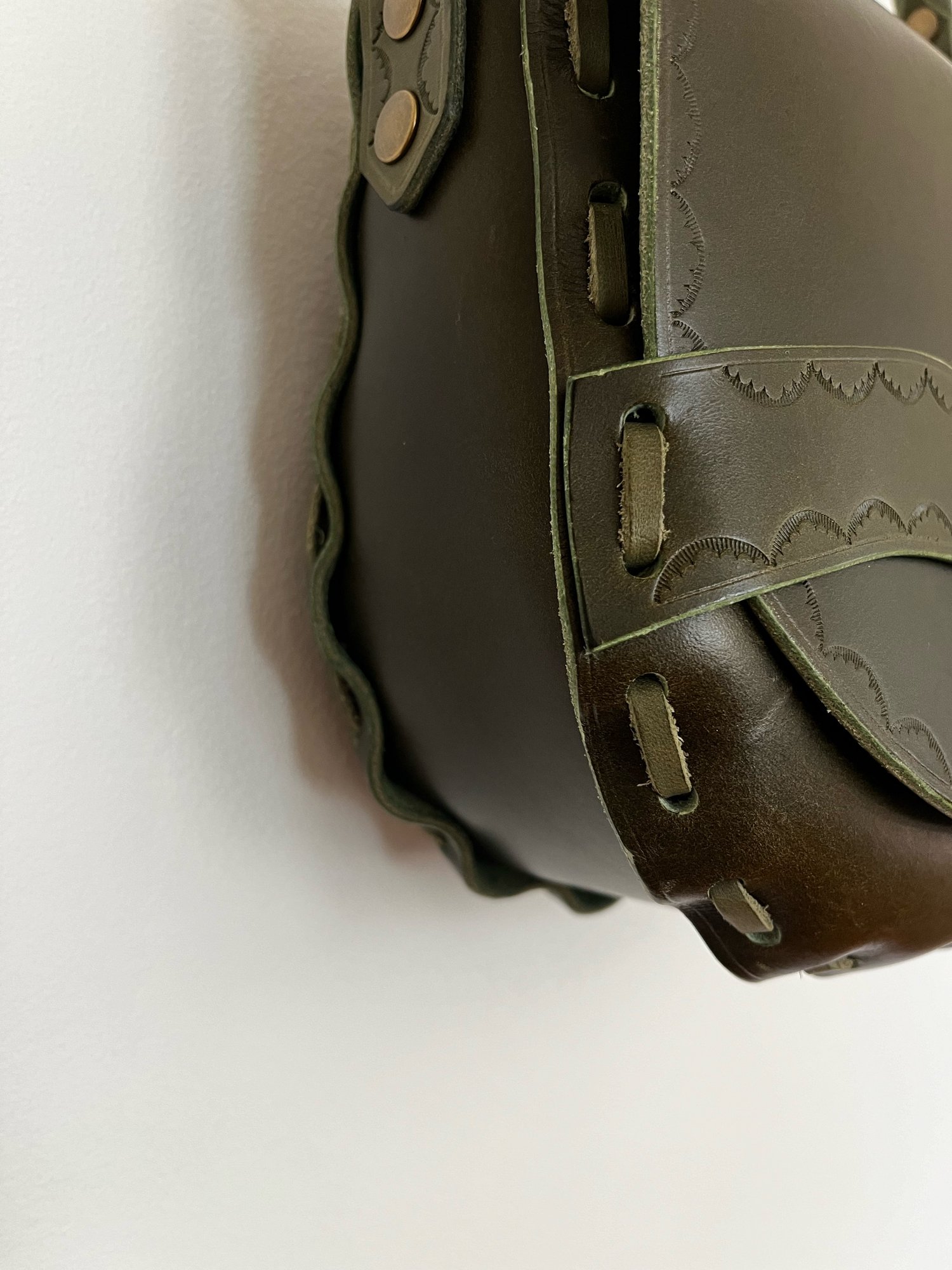 Image of Olive Vachetta Crossbody Saddle Bag