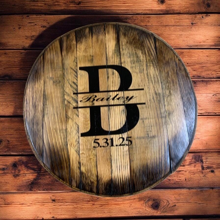 Personalized Bourbon Barrel Head Wedding Guest Book: Rustic Wedding Decor