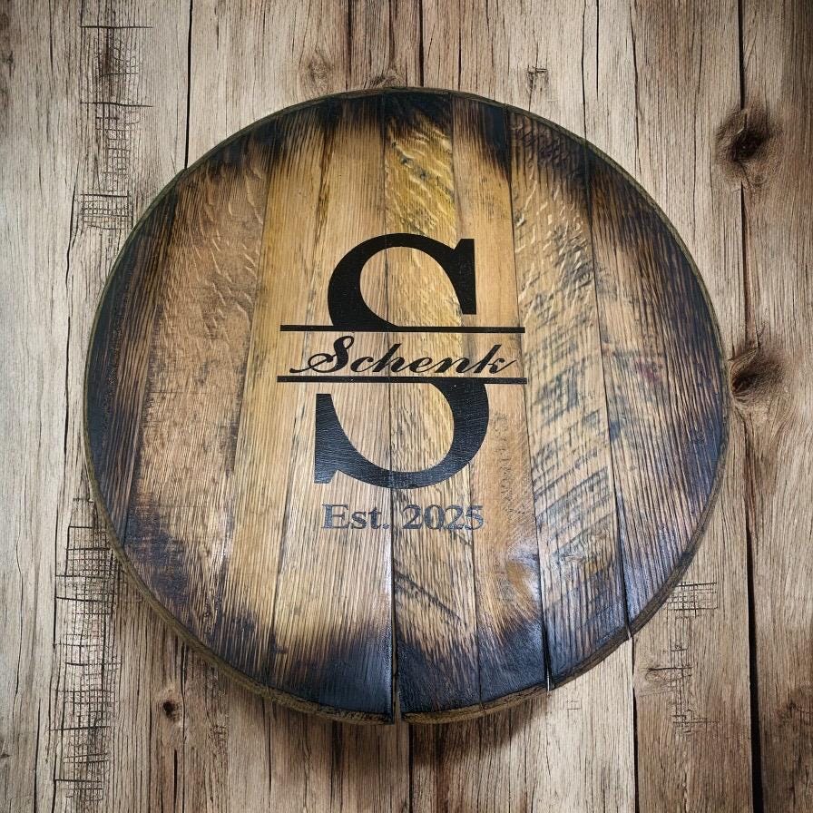 Personalized Bourbon Barrel Head Wedding Guest Book: Rustic Wedding Decor