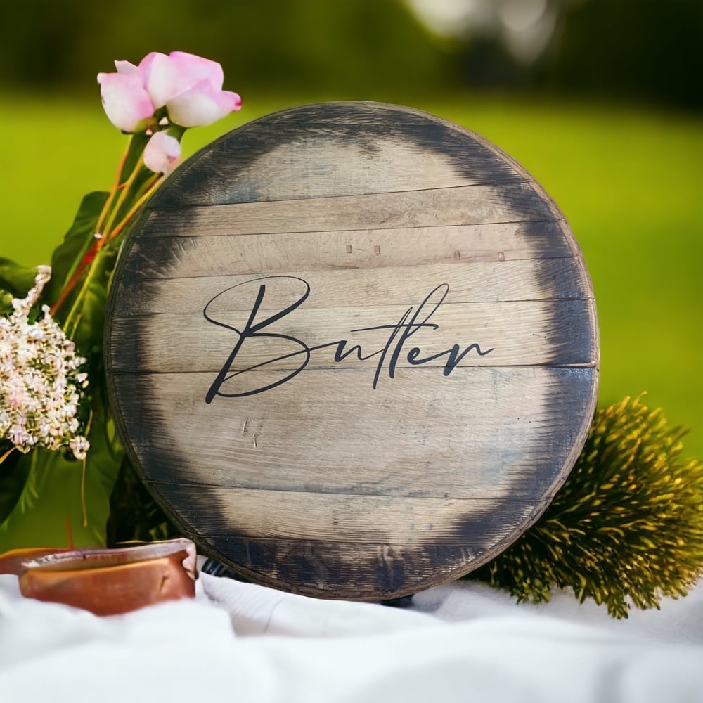 Personalized Bourbon Barrel Head Wedding Guest Book: Rustic Family Name Sign