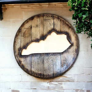Kentucky Bourbon Barrel Head: Rustic Man Cave Bar Decor