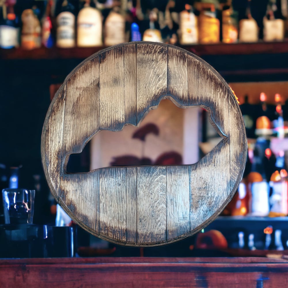 Kentucky Bourbon Barrel Head: Rustic Man Cave Bar Decor