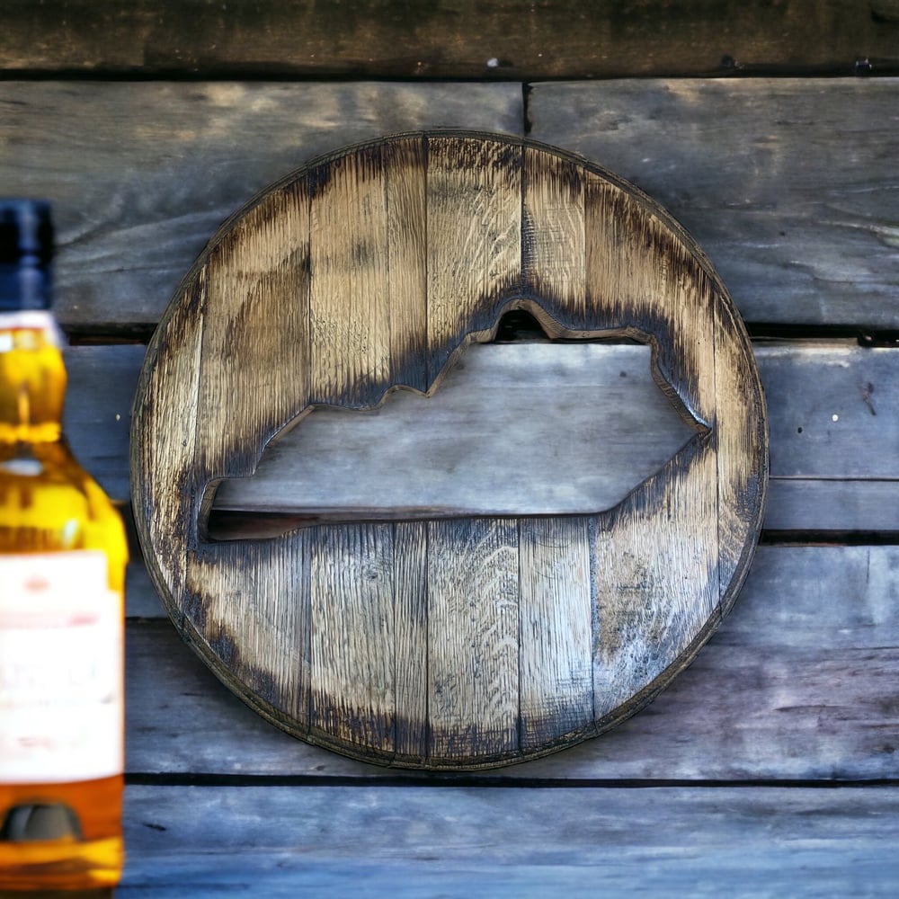 Kentucky Bourbon Barrel Head: Rustic Man Cave Bar Decor