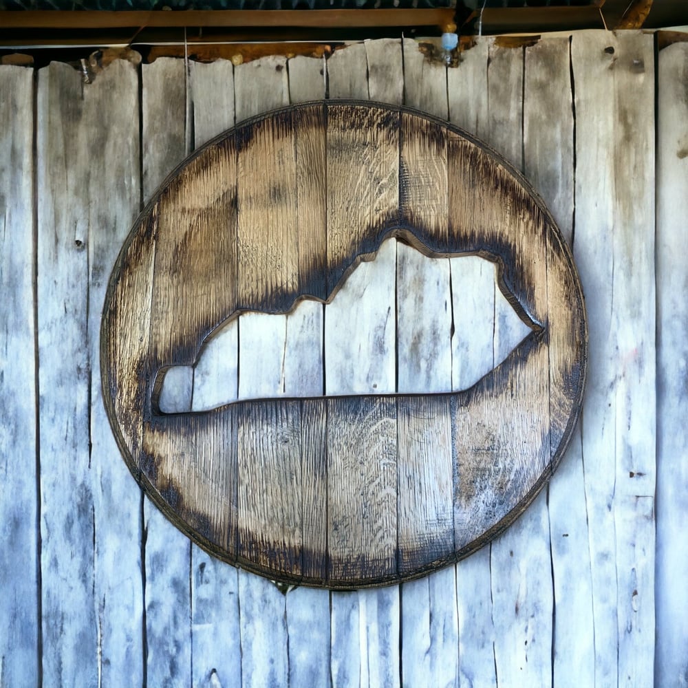 Kentucky Bourbon Barrel Head: Rustic Man Cave Bar Decor