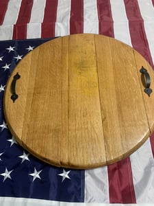 Personalized Bourbon Barrel Head Serving Tray: Rustic Charcuterie Centerpiece