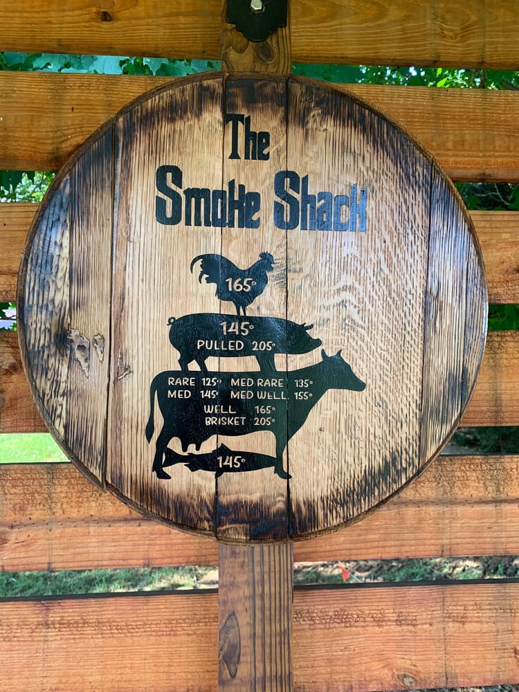 Bourbon Barrel Head Meat Temperature Guide: Rustic Kitchen Decor