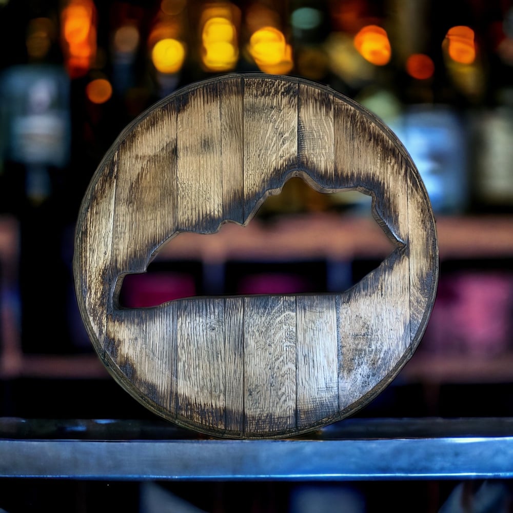 Kentucky Bourbon Barrel Head: Rustic Man Cave Bar Decor