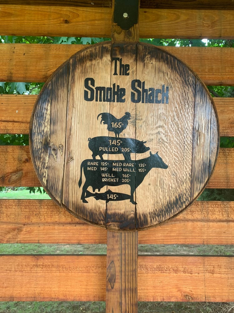 Bourbon Barrel Head Meat Temperature Guide: Rustic Kitchen Decor